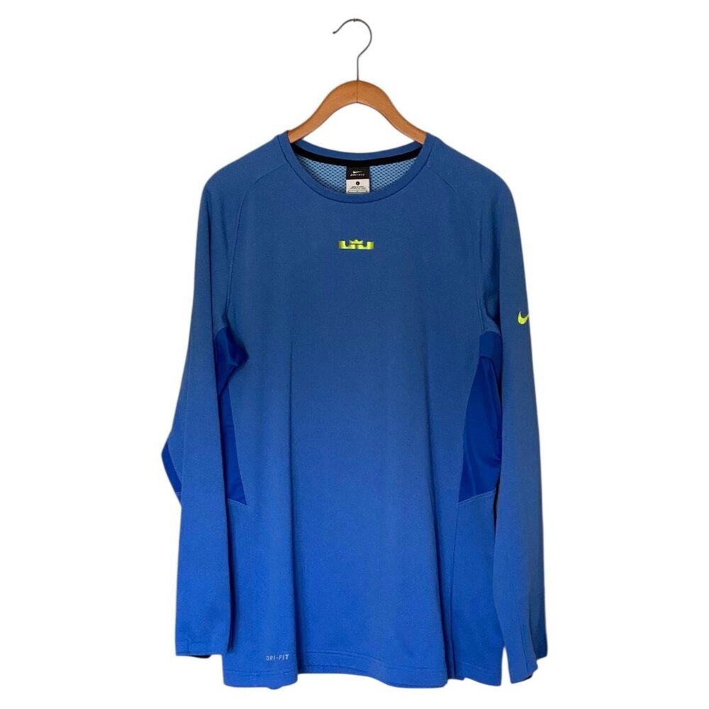 Nike Blue Lebron James Long Sleeve Shirt Men's L Breathable
